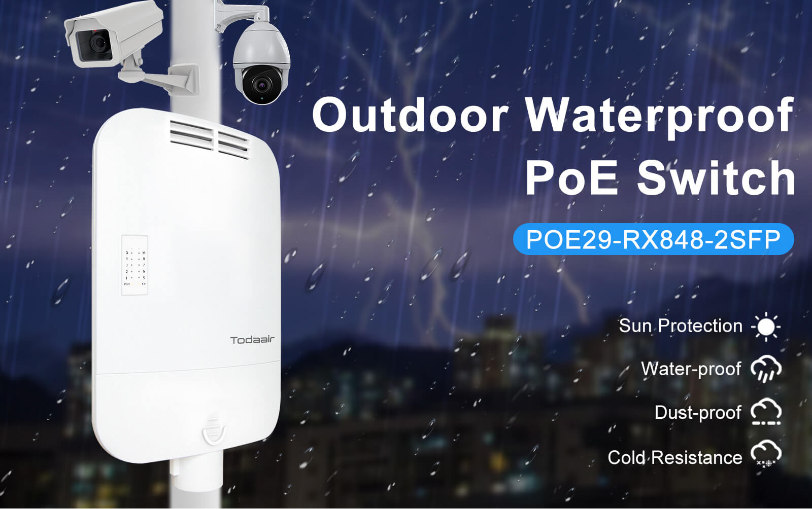 Todaair outdoor waterproof POE switch