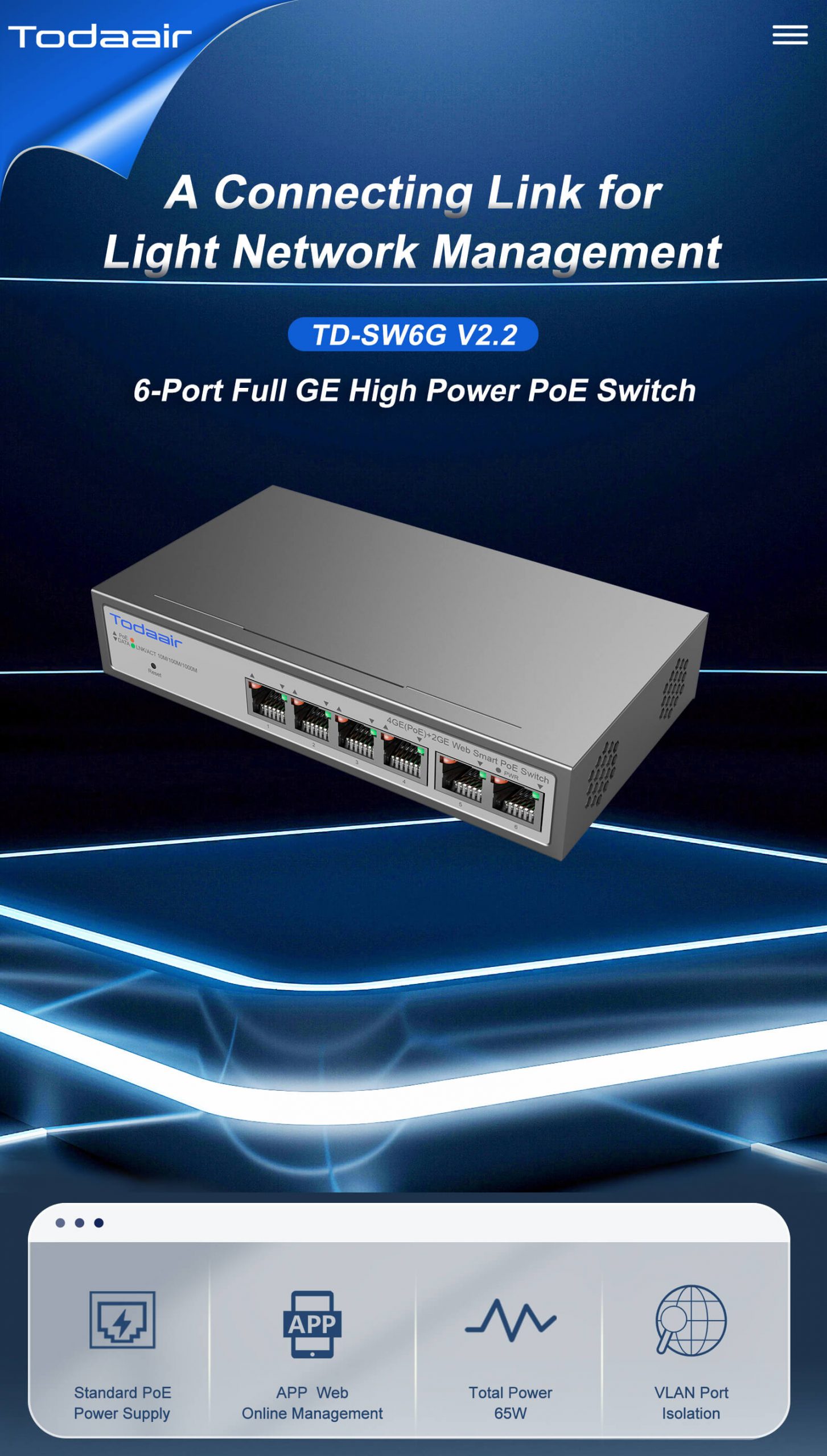 Todaair APP managed POE network switch